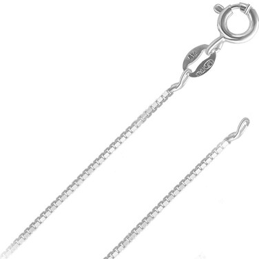 Italian Fashions 14K or 10K REAL White Gold 0.6MM, Italian Diamond Cut Box Link Chain Necklace gold necklaces for women MADE IN ITALY (0.6 MM 30 Inches 14K White Gold ITALY)