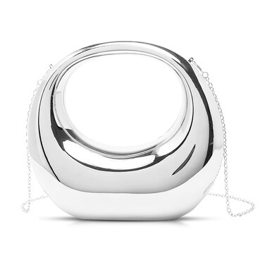 Clutch Purses for Women, Glossy Evening Bag, Crescent Acrylic Tote Bag, Small Crossbody Bag, Handbags for Wedding, Prom, Parties, Travel(Silver)