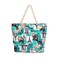 Paris Eiffel Tower Music Notes Floral Print Canvas Tote Shoulder Bag Handbag, Mint
