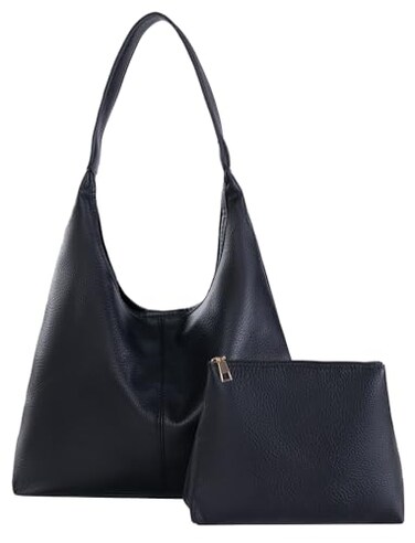 Slouchy Hobo Bags for Women Retro Vegan Leather Purse Luxury Designer Shoulder Bag Fashion Shopping Tote Bag 2pcs