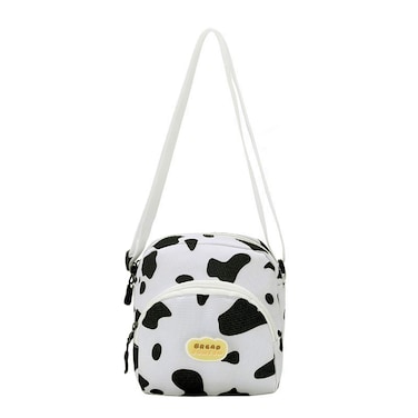 JUMISEE Cute Cow Print Canvas Crossbody Purse Small Cell Phone Bag Shoulder Handbag for Men Women Kids