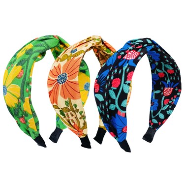 3 Pcs Fashion Headband Floral Printed Hairband Hair Accessories for Women