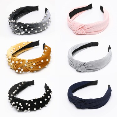 LOVNFC Womens Headbands,Jeweled Headband Knotted Head Bands No Slip Fashion for women Girls Wide Top Knot Turban Hair Bands Hair Hoops Hairband