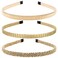 ANBALA 3 Pack Fashion Gold Thin Headbands, Metal Hair Bands for Women's Hair Accessories