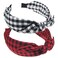 VIVIAN &amp; VINCENT 2 Pack of Womens Vintage Plaid Headbands Headwraps Hair Band with Bow Valentines Gifts for Her Buffalo Plaid Checker Red Black