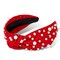 Jaciya Pearl Headbands for Girls Rhinestone Headbands for Women Wide Knotted Red Headband for Women Beaded Head Band Knot Turban Hair Accessories