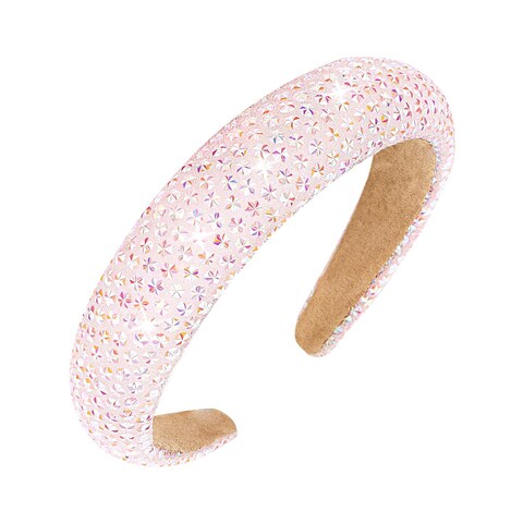 Jaciya Rhinestone Headband for Girls Womens Headbands Crystal Pink Headband Glitter Sparkling Hairband Fashion Padded Stars Head Band