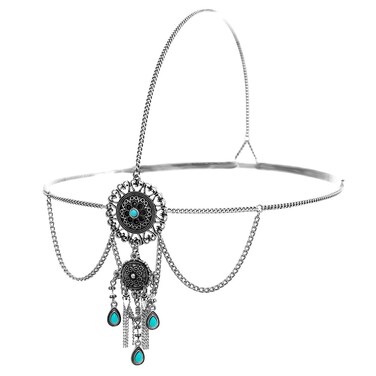 Rosemarie Collections Women's Boho Style Fringe Head Chain Headband (Silver Tone)