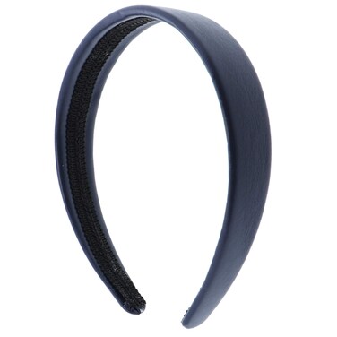 Blue 1 Inch Wide Leather Like Headband Solid Hair band for Women and Girls