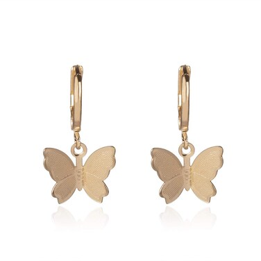 Kercisbeauty Dainty Gold Butterfly Earrings for Women Butterfly Drop Dangle Hoop Earrings (Gold)
