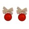 Pearl Bow Earrings for Women Rhinestone Bow Ribbon Earrings Red Ball Pearl Bow Stud Earrings Pearl Dangle Drop Earrings Christmas Gifts for Women