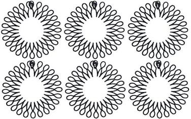 Fodattm 6PCS Stretch Flexible Plastic Hair Comb Headbands with Deep Teeth and Closure Plastic Circle Hair Hoop Hair Clip Spring Head Band (Black)