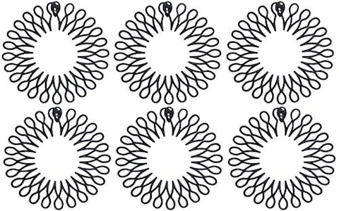 Fodattm 6PCS Stretch Flexible Plastic Hair Comb Headbands with Deep Teeth and Closure Plastic Circle Hair Hoop Hair Clip Spring Head Band (Black)