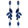 Cubic Zirconia Bridal Earrings Blue Sapphire - Sterling Silver Marquise Crystal CZ Rhinestone Cluster Leaf Linear Drop Earrings Elegant Wedding Jewelry for Women Bride Bridesmaids