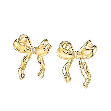 TONLUYAX Gold Bow Earrings Women Ribbon Stud Earrings Hypoallergenic Bowknot Earrings