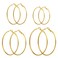 Gold Hoop Earrings for Women - 14K Gold Plated Hypoallergenic Stainless Steel Gold Earrings Set, Lightweight Large Small Gold Hoops Jewelry, 4 Pairs