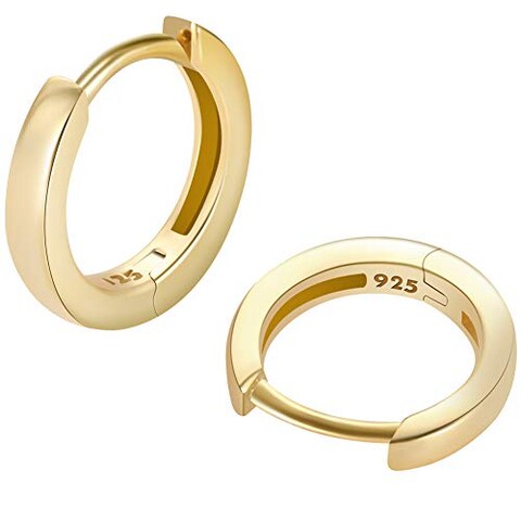925 Sterling Silver Small Gold Hoop Earrings for Women Girls 14K Gold Huggie Earrings Tiny Hypoallergenic Cartilage Earrings Hoops 5mm 6mm 7mm 8mm 9mm 10mm 12mm