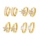 Small Gold Huggie Hoop Earrings Set for Women, Hypoallergenic Twisted Cartilage Hoops Lightweight, Tiny Diamond Hoop Earrings Jewelry for Multiple Piercing (4pairs,star)