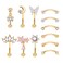 Drperfect 12 PCS Rook Piercing Jewelry Rook Earrings for Women Men Eyebrow Rings 16G Stainless Steel Curved Barbell Dangle CZ Belly Lip Ring Cartilage Daith Surface Tragus Piercing Jewelry