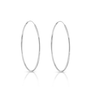Large Hoop Earrings - Sterling Silver Hoops - Big Hoop Earrings - Large Sterling Silver Hoop Earrings for Women - Pendientes de Aro de Plata - 50 mm Hoop Earrings