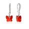 Sterling Silver Ruby Red Butterfly Dangle Earrings Made with European Crystals for Women