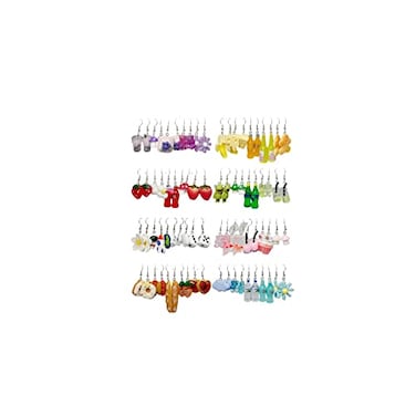 GIFIKOI 40 Pairs Weird Funny Earrings Cute Aesthetic Earrings for Women Kawaii Funky Cool Weirdcore Earring Gummy Bear Duck Mushroom Fruit Flowers Drop Earrings