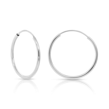 14k White Gold Round Endless Hoop Earrings - 10-18mm (14mm)&hellip;