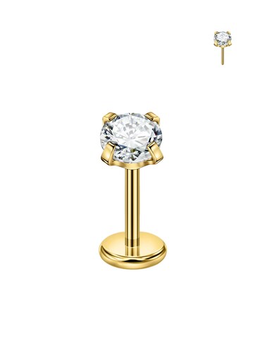 FANSING 20g Threadless Earrings for Women 4mm Gold Push Pin Nose Rings 5mm Length Post 20 Gauge Piercing Jewelry Surgical Steel Labret Studs for Cartilage Helix Rook Tragus Conch Earlobe