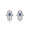 White Gold Hamsa Evil Eye Earrings Womens Stud Hypoallergenic Earrings for Sensitive Ears Minimalist Protection Jewelry for Women