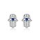 White Gold Hamsa Evil Eye Earrings Womens Stud Hypoallergenic Earrings for Sensitive Ears Minimalist Protection Jewelry for Women