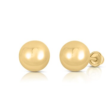 14k Yellow Gold Ball Stud Earrings with Secure Screw-backs (6mm)&hellip;