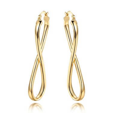 Barzel 18k Gold Plated Infinity Crazy 8 Hoop Earrings (Gold)