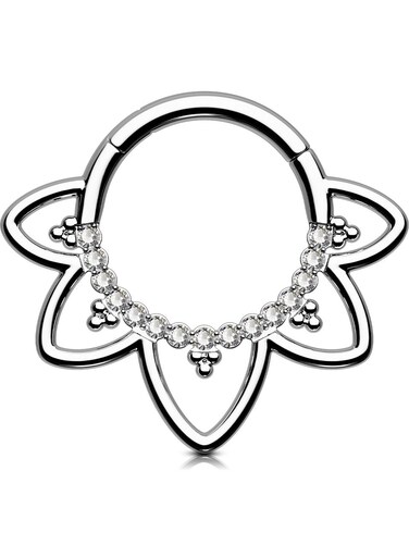 OUFER Daith Piercing Jewelry, G23 Solid Titanium Daith Earrings, 16G Clear CZ Design Daith Hoop Earring, Helix Cartilage Septum Piercing Jewelry- 8MM