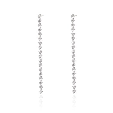 HERIER Rhinestone Earrings Dangling for Women Silver Dangle Earrings Simple Long Chandelier Statement Tassel Bar Earrings Sparkly Crystal Lightweight Jewelry