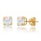 Real 10k Yellow Gold Opal Stud Earrings Women Birthstone Jewelry Gemstone White Opal Earrings Studs Women Fire Opal Jewelry Women October Birthstone Earrings Girls Cushion 5mm Earring Hypoallergenic