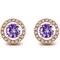 Platinum Plated Round Shape 1.0 Carat Simulated Cubic Zircon Diamond Stud Earrings (Rose Gold Purple)