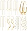 LOLIAS Threader Earrings for Women Gold Plated Dangle Thread Earrings Dainty Spiral Twisted Wave Ball Heart Star Tassel Chain Earrings Long Surgical Steel Pull Through Earrings for Women Lightweight