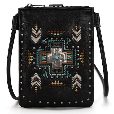 Montana West Crossbody Purse Women&#39;s Crossbody Handbags Trendy Crossbody Wallet Western Cute Cell Phone Crossbody Small Phone Purse Womens Purses and Handbags HB02-358 BK