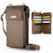 CaseMe Small Crossbody Cell Phone Bag for Women, RFID Blocking Shoulder Handbag Strap Wallet Purse with Card Slots, Brown