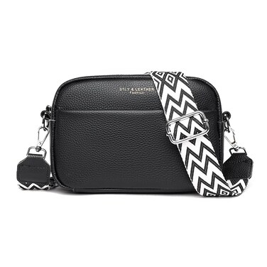 Crossbody Bag for Women Genuine Leather Wide Strap Shoulder Bag Purse Trendy Design Camera Crossbody Purse Top Zip