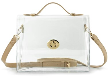 Clear Bag with Turn Lock Closure Women's Cross Body Handbags Stadium Approved (Nude)