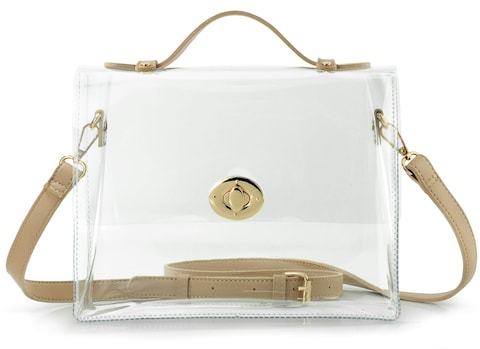Clear Bag with Turn Lock Closure Women&#39;s Cross Body Handbags Stadium Approved (Nude)