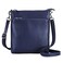 befen Small Navy Blue Genine Leather Crossbody Purses for Woman Travel Shoulder Bags with Multiple Zipper Pockets