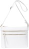 B BRENTANO Vegan Multi-Zipper Crossbody Handbag Purse with Tassel Accents (White NN)
