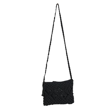 MdouLy Women Boho Crossbody Handbag Summer Beach Purse Crossbody Envelope Clutch Crochet Handmade Purse with Tassel,10 x 8 inch (Black)