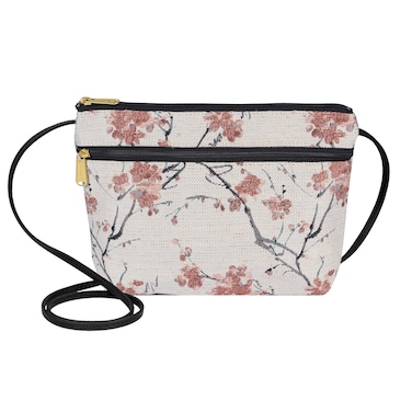 Danny K. Women's Tapestry Zipper Purse Crossbody Handbag, Adjustable Cord, Handmade in USA (Cherry Blossom)