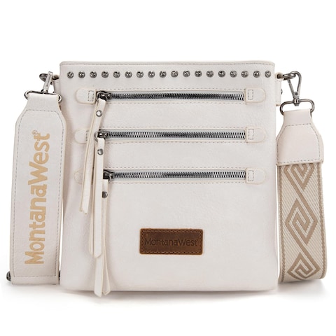 Montana West Crossbody Bags for Women Multi Pocket Cross Body Bag Purses with Guitar Strap White MWC-184BG