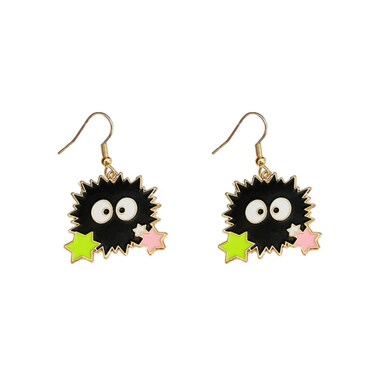 ZHOUMEIWENSP 1 Pair Anime Spired Away Earrings Cartoon No Face Man Earrings Dust Elf Stud Earrings Gifts (Small briquette)