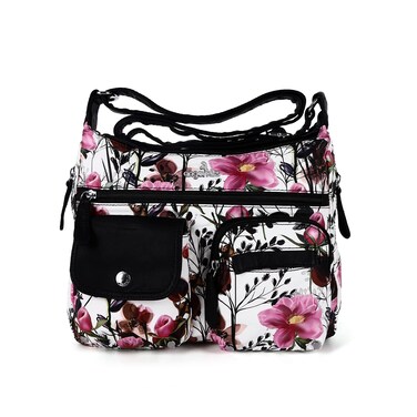 Angelkiss Women's Purses&amp;Handbags Functional Crossbody Bags with Multi Pockets Shoulder Bag Purse (pink/black)