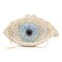 Chaliwini White Evning Bag Evil Eye Designer Bridal Clutch Purses for Women Rhinestone Prom bags Glitter Handbag (White)
